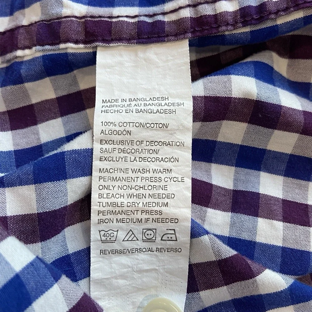 Izod Long Sleeve Plaid Shirt Mens M Blue Purple Cotton Button Down Multicolor
